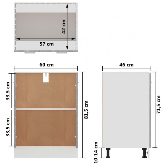 Armoire de plancher Sonoma gris 60x46x81,5 cm Bois d'ingénierie