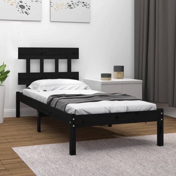 Cadre de lit Noir Bois massif 90x190 cm Simple