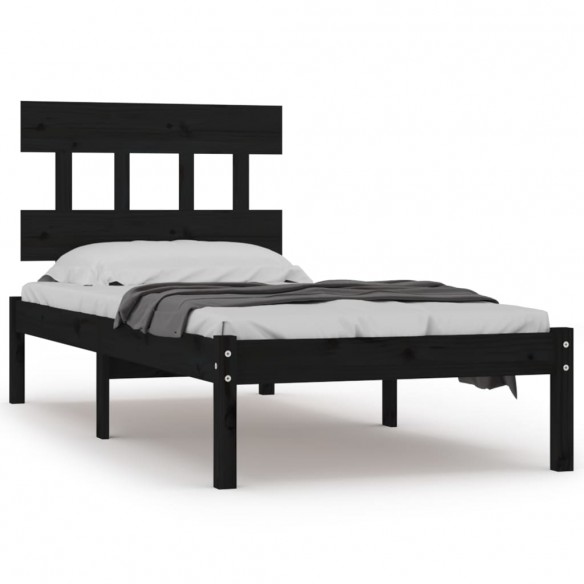 Cadre de lit Noir Bois massif 90x190 cm Simple