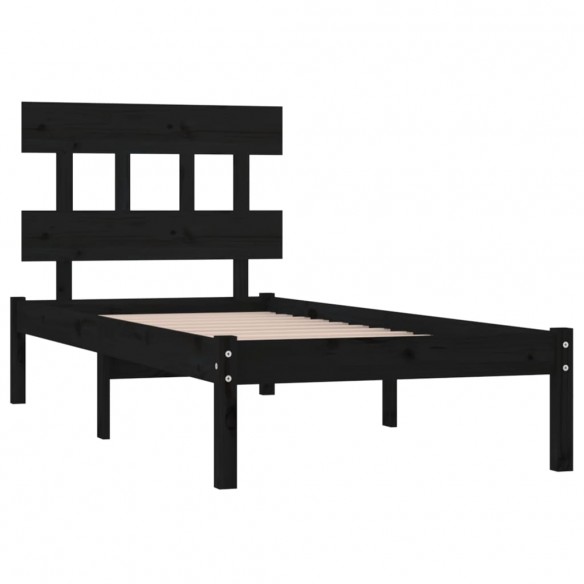 Cadre de lit Noir Bois massif 90x190 cm Simple