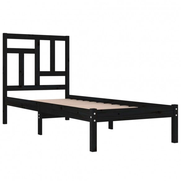 Cadre de lit Noir Bois de pin massif 90x190 cm Simple