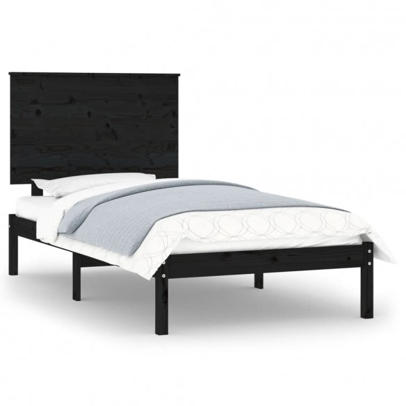 Cadre de lit Noir Bois massif 90x190 cm Simple