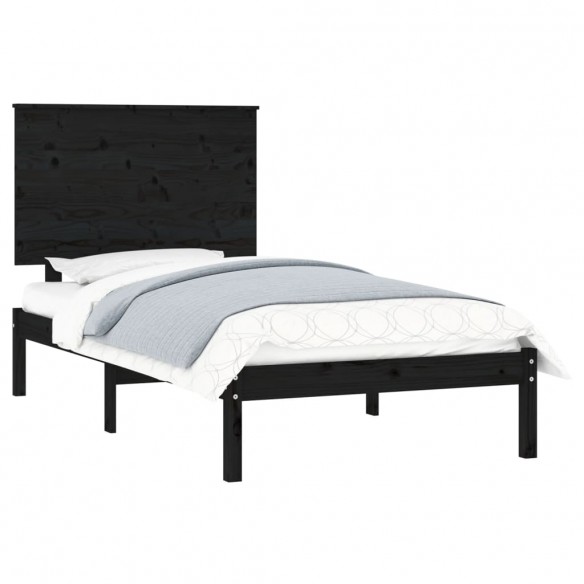 Cadre de lit Noir Bois massif 90x190 cm Simple