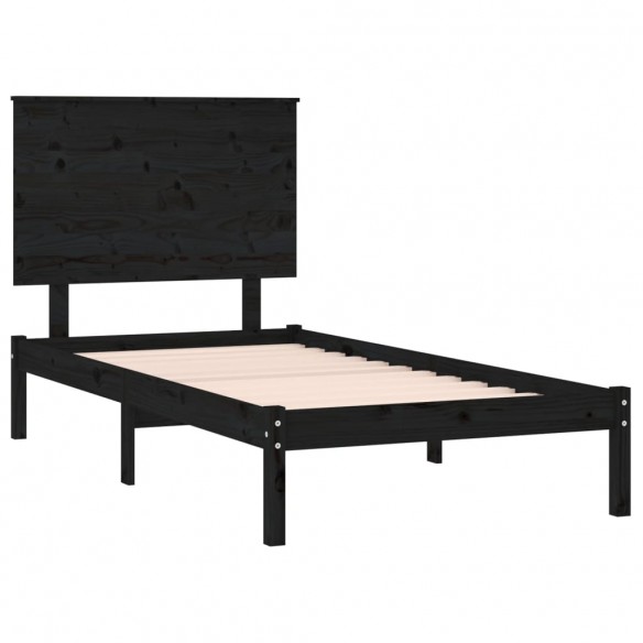 Cadre de lit Noir Bois massif 90x190 cm Simple