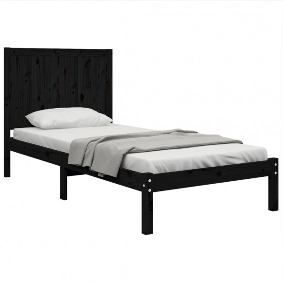 Cadre de lit Noir Bois de pin massif 90x190 cm Simple