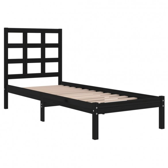 Cadre de lit Noir Bois massif 90x190 cm Simple