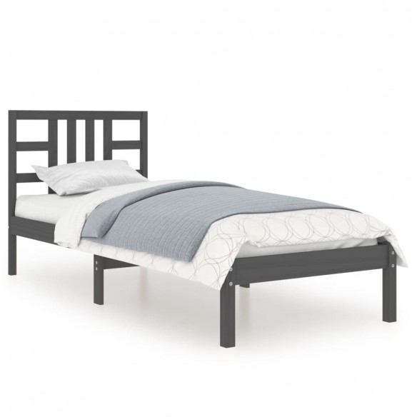 Cadre de lit Noir Bois massif 90x190 cm Simple