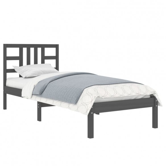 Cadre de lit Noir Bois massif 90x190 cm Simple