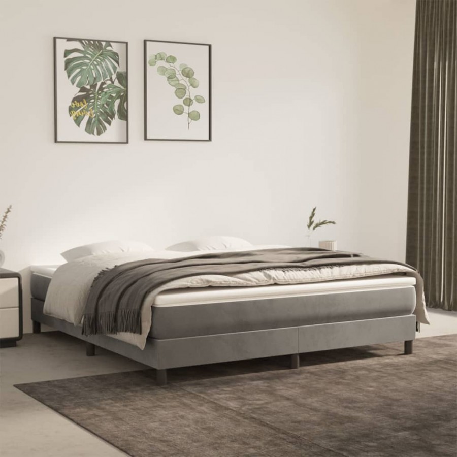 Cadre de lit et matelas Gris clair 180x200cm Velours