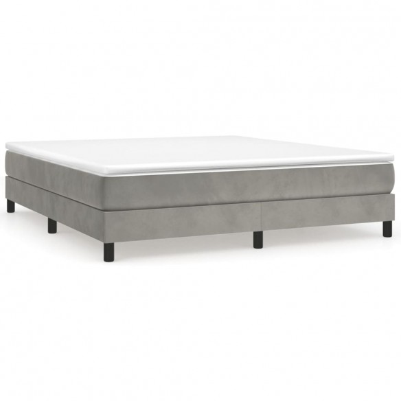 Cadre de lit et matelas Gris clair 180x200cm Velours