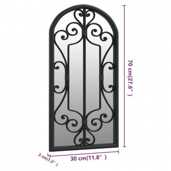 Miroir de jardin Noir 70x30 cm Fer pour utilisation extérieure