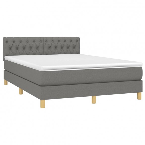 Cadre de lit avec matelas Gris foncé 140x190cm Tissu