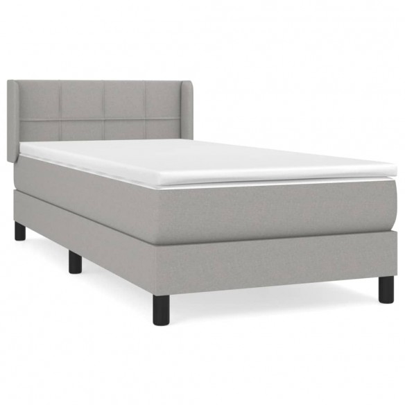 Cadre de lit et matelas Gris clair 90x190 cm Tissu