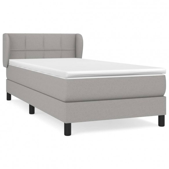 Cadre de lit avec matelas Gris clair 90x200 cm Tissu