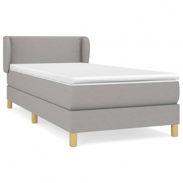 Cadre de lit et matelas Gris clair 90x190 cm Tissu