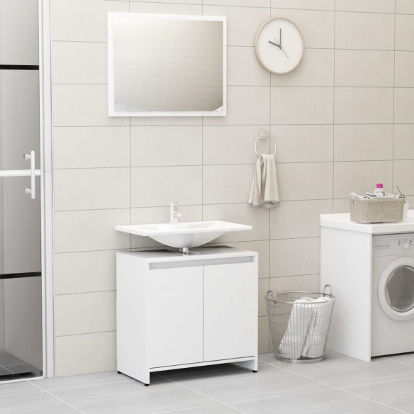 Ensemble de meubles de salle de bain 4 pcs Blanc Aggloméré