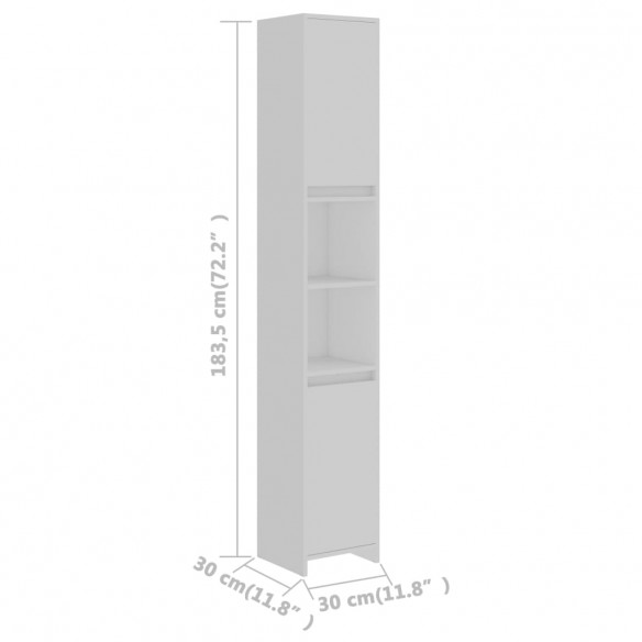 Armoire de salle de bain Blanc 30x30x183,5 cm Aggloméré