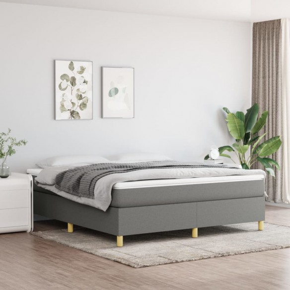 Cadre de lit avec matelas Gris foncé 160x200cm Tissu