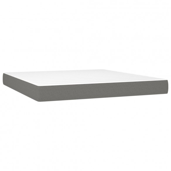 Cadre de lit avec matelas Gris foncé 160x200cm Tissu