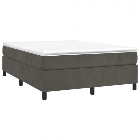 Cadre de lit et matelas Gris foncé 140x200cm Velours