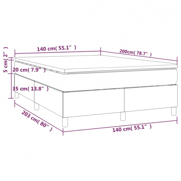 Cadre de lit et matelas Gris foncé 140x200cm Velours