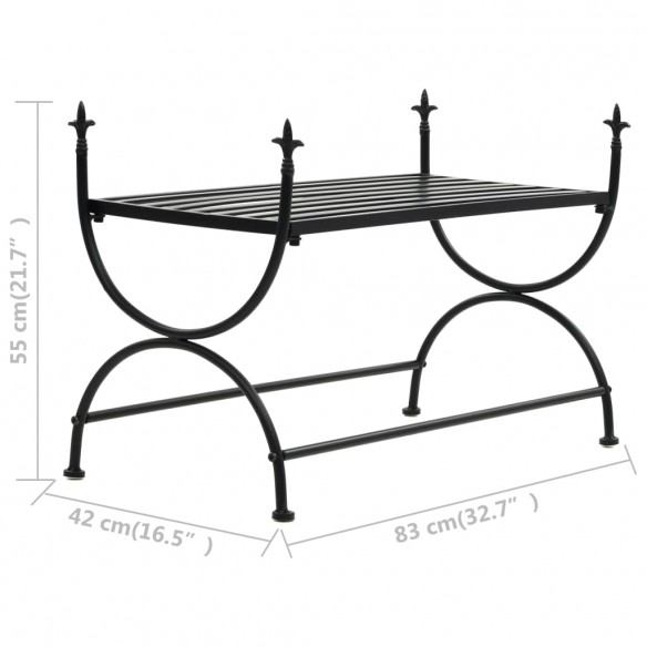 Banc Style vintage Métal 83 x 42 x 55 cm Noir