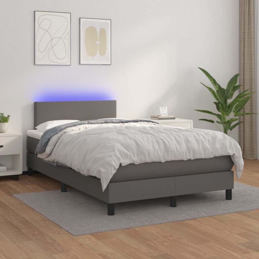 Cadre de lit avec matelas et LED Gris 120x200 cm