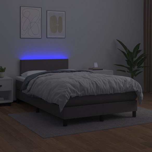 Cadre de lit avec matelas et LED Gris 120x200 cm