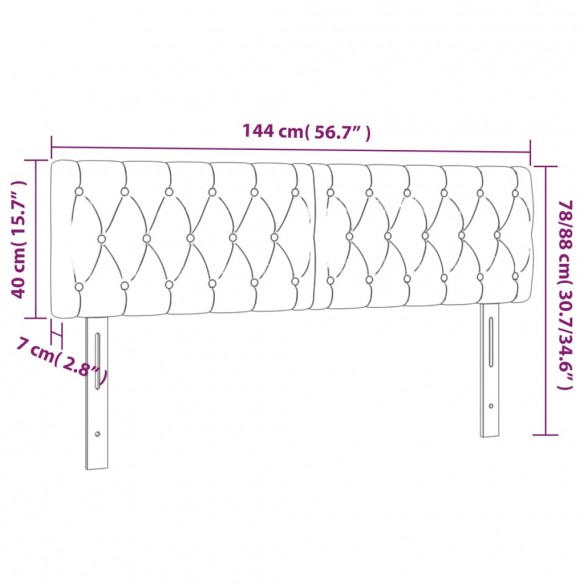 Tête de lit à LED Gris foncé 144x7x78/88 cm Tissu