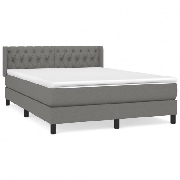 Cadre de lit avec matelas Gris foncé 140x200cm Tissu