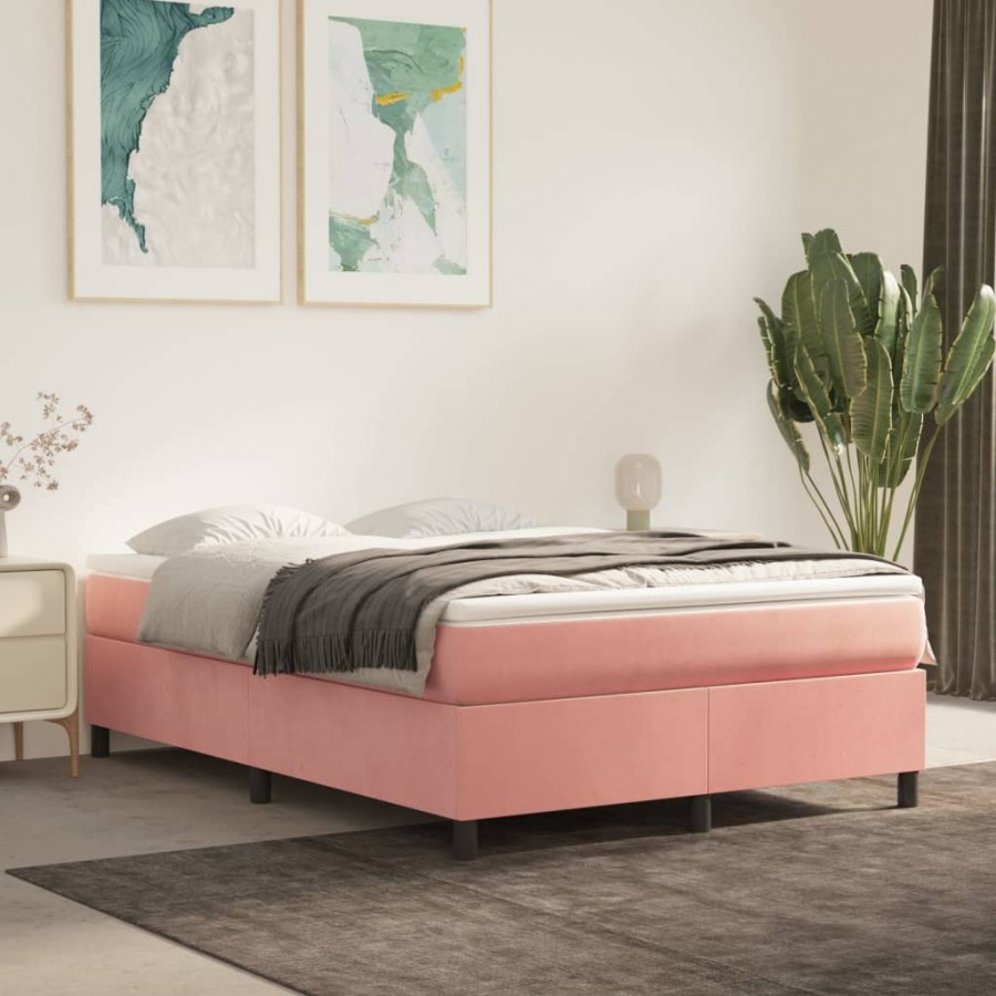 Cadre de lit avec matelas Rose 140x190 cm Velours