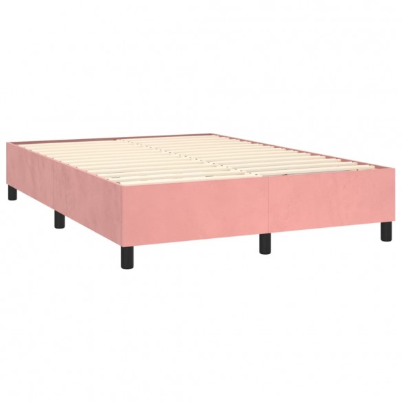 Cadre de lit avec matelas Rose 140x190 cm Velours