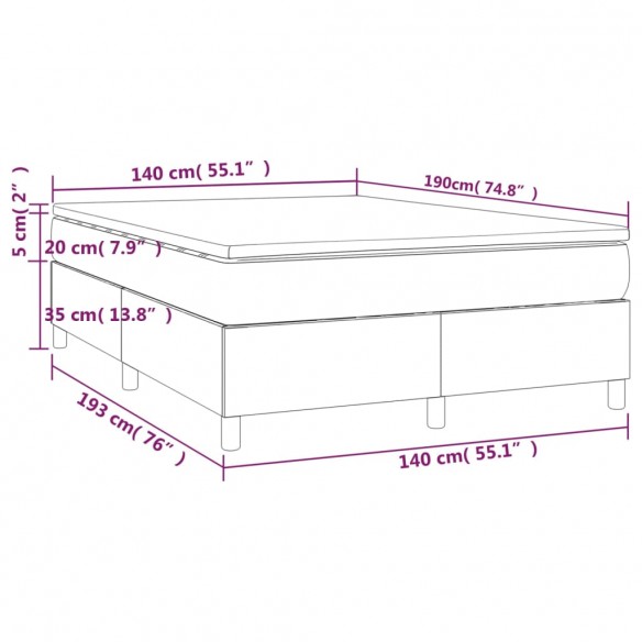 Cadre de lit avec matelas Rose 140x190 cm Velours