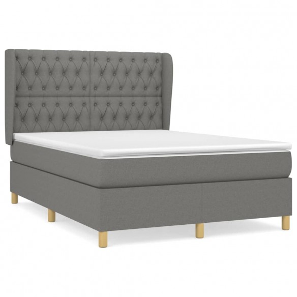 Cadre de lit avec matelas Gris foncé 140x200cm Tissu