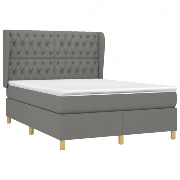 Cadre de lit avec matelas Gris foncé 140x190cm Tissu