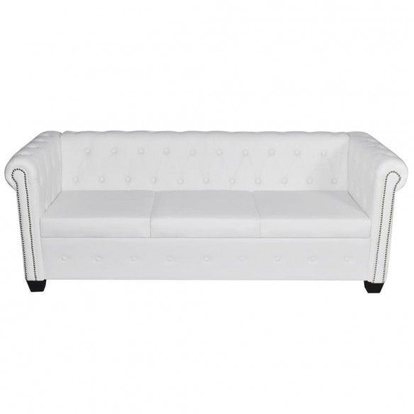 Canapé Chesterfield à 3 places cuir synthétique blanc