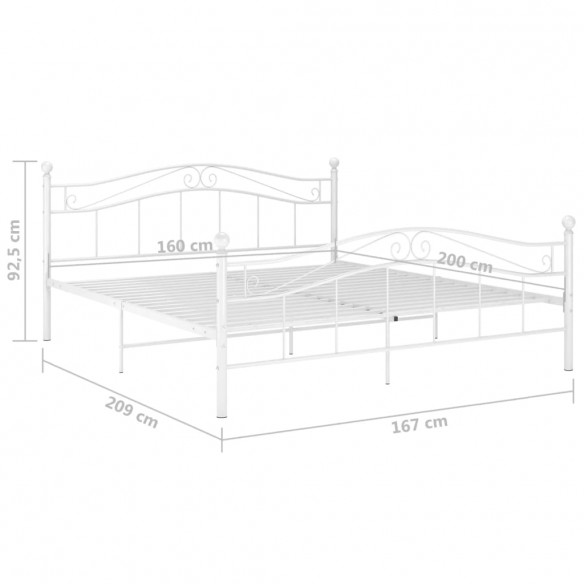 Cadre de lit Blanc Métal 160x200 cm