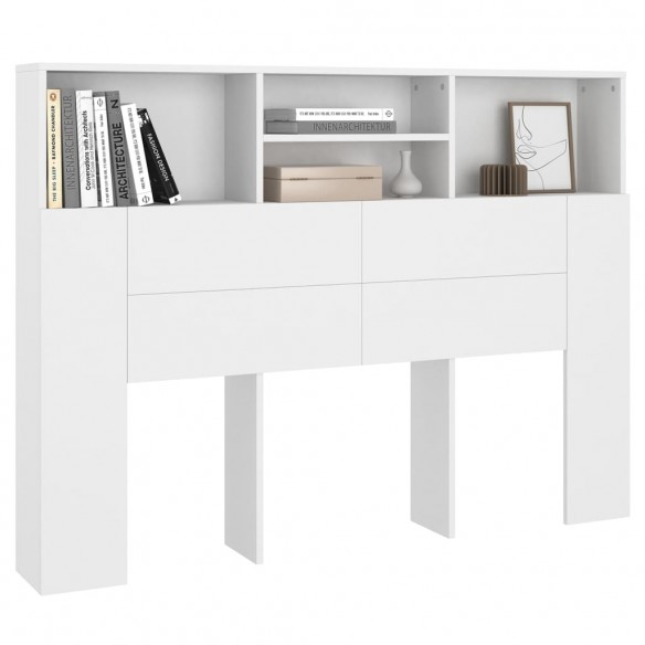 Armoire de tête de lit Blanc 140x19x103,5 cm