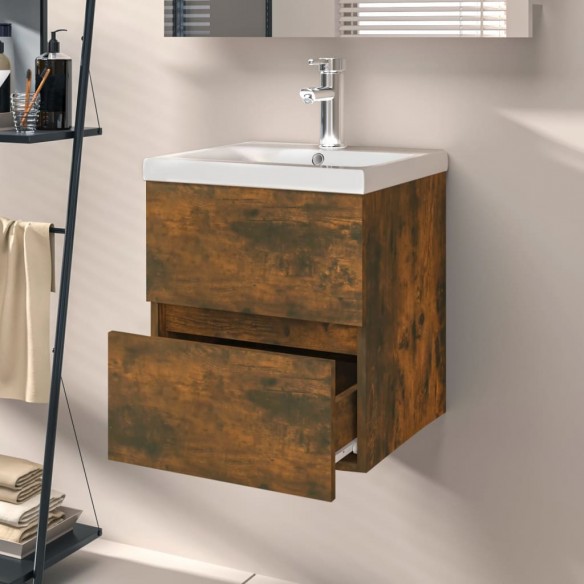 Armoire de lavabo Chêne fumé 41x38,5x45 cm Bois d'ingénierie