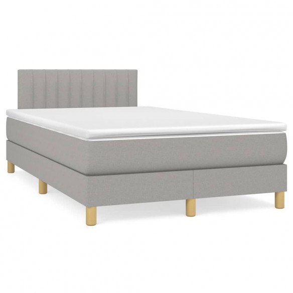 Cadre de lit avec matelas Gris clair 120x200cm Tissu