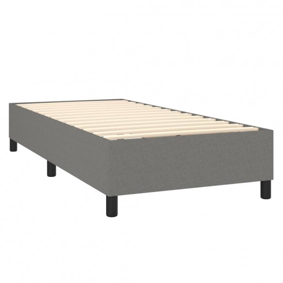 Cadre de lit avec matelas Gris foncé 100x200cm Tissu