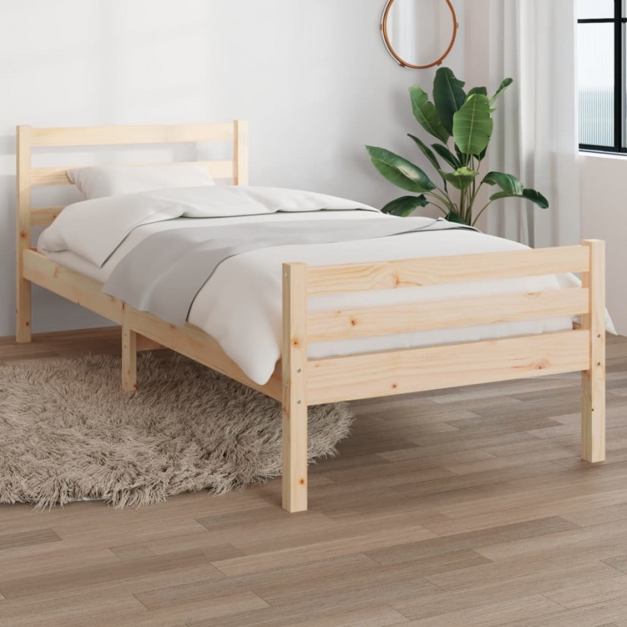 Cadre de lit bois massif 90x190 cm simple