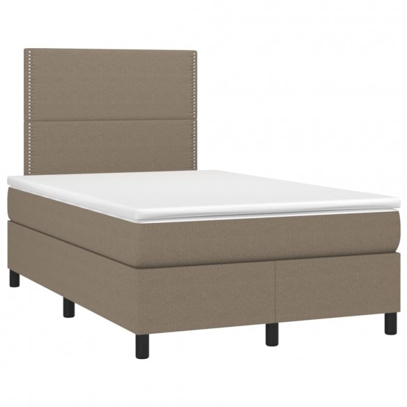 Cadre de lit et matelas et LED Taupe 120x200cm Tissu