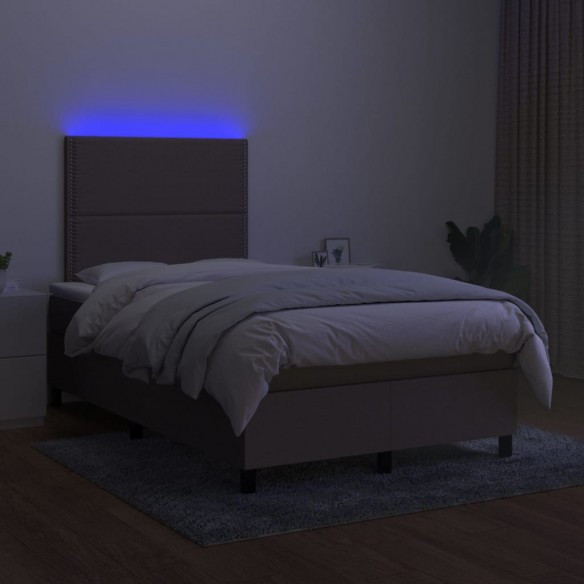 Cadre de lit et matelas et LED Taupe 120x200cm Tissu