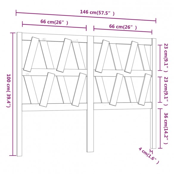 Tête de lit 146x4x100 cm Bois massif de pin