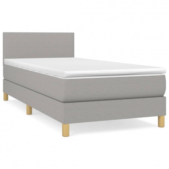 Cadre de lit avec matelas Gris clair 100x200cm Tissu