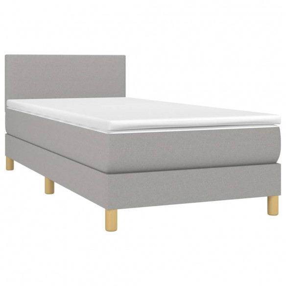 Cadre de lit avec matelas Gris clair 100x200cm Tissu