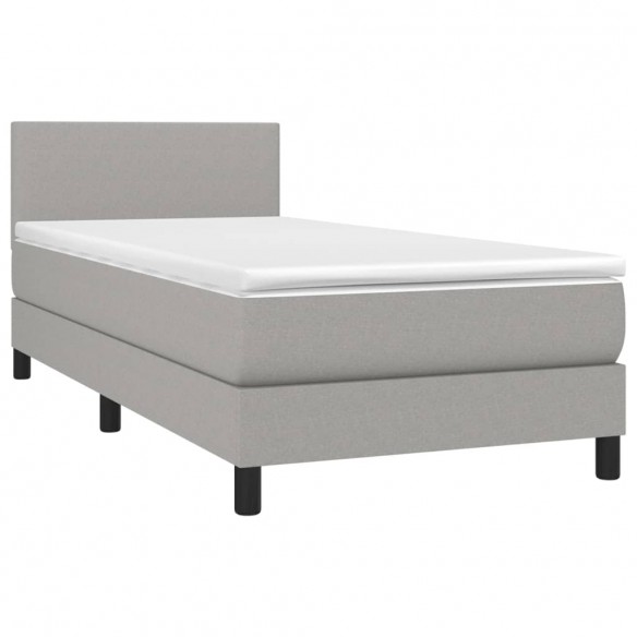 Cadre de lit matelas LED Gris clair 100x200 cm Tissu