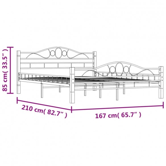 Cadre de lit Noir Métal 160 x 200 cm