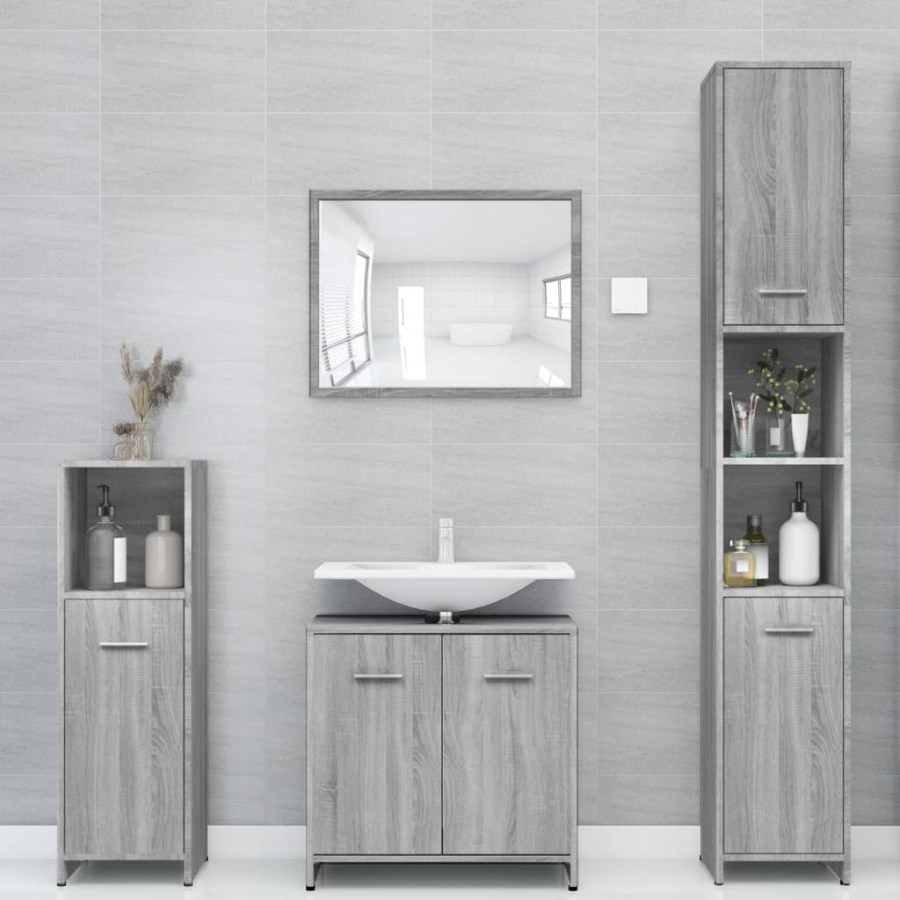 Armoire de bain Sonoma gris 30x30x183,5 cm Bois d'ingénierie